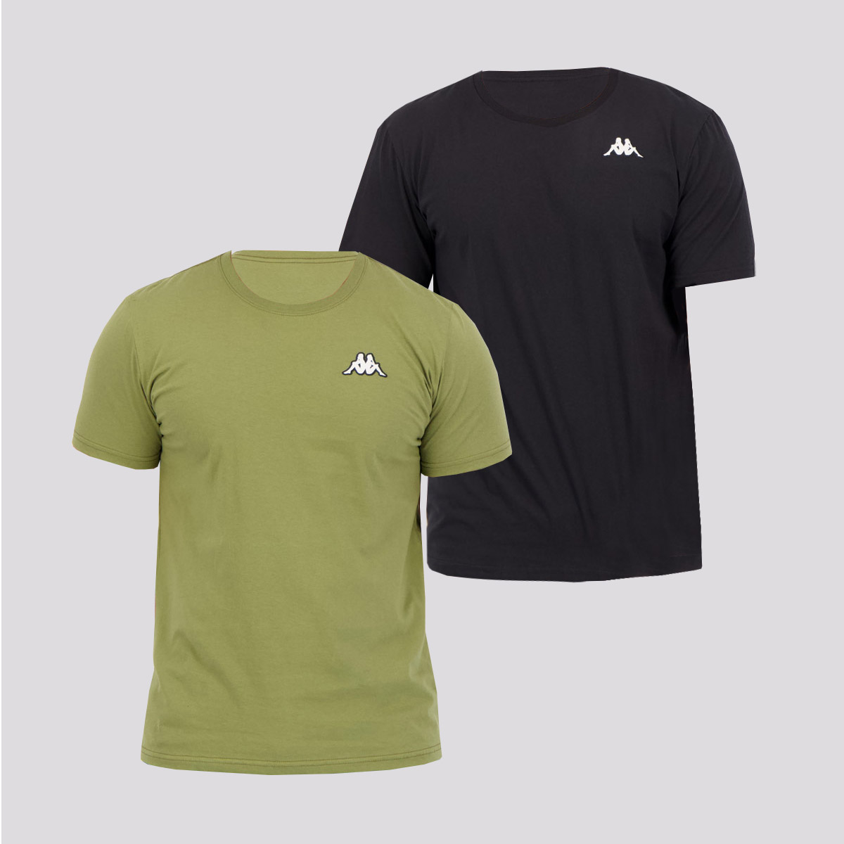 Kit de 2 Camisetas Kappa Básica Preta e Verde