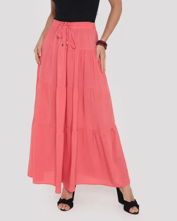 Saia Longa Feminina Três Marias Viscose Laranja P