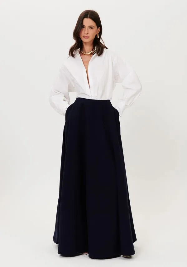 Saia Lady Like Super Midi Azul Marinho P