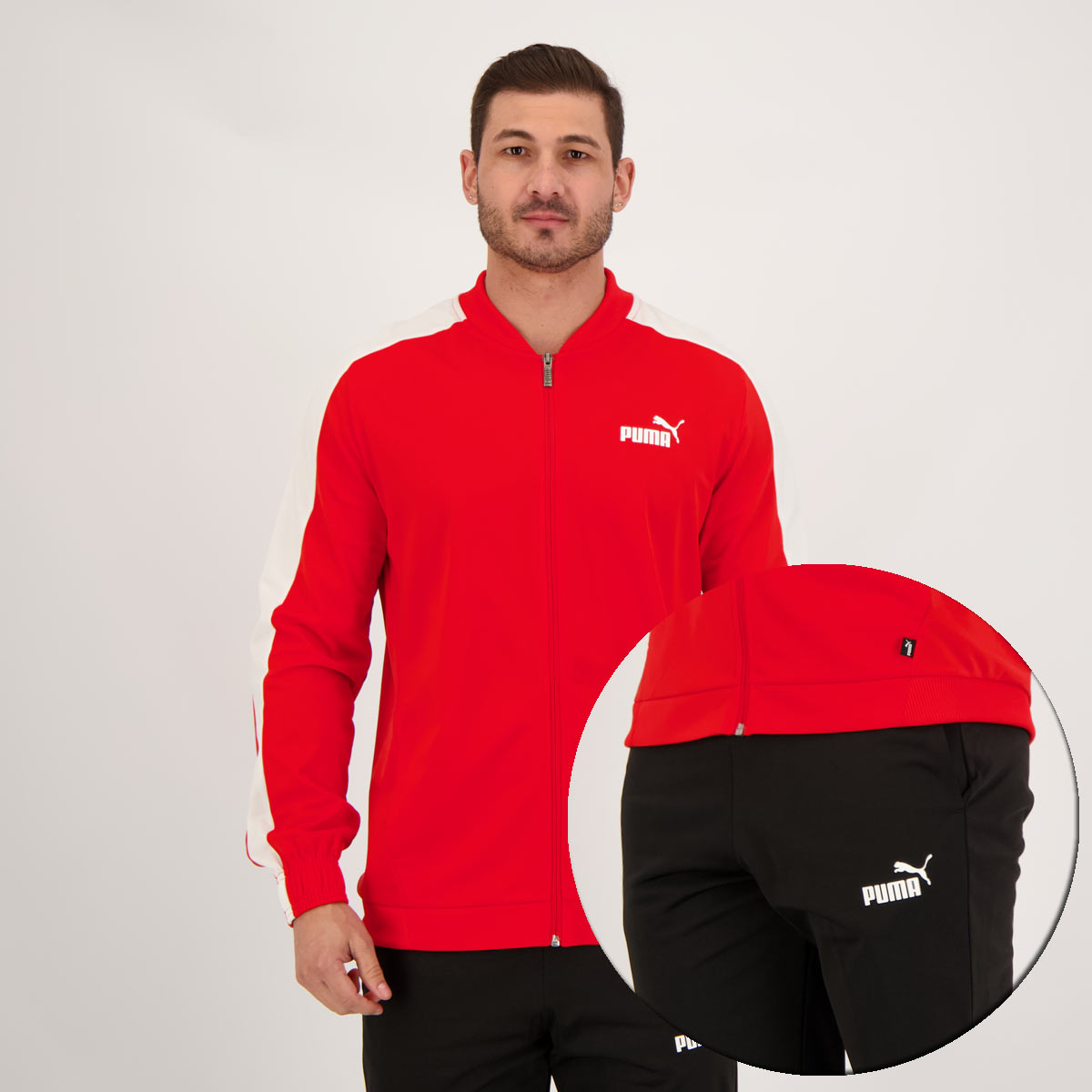 Agasalho Puma Baseball Tricot Vermelho e Preto