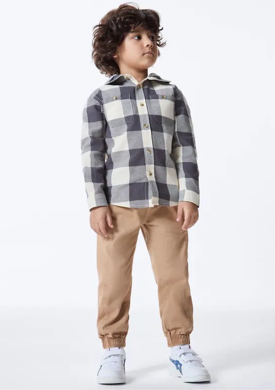 Calça Infantil Menino Jogger Em Sarja - Bege 004