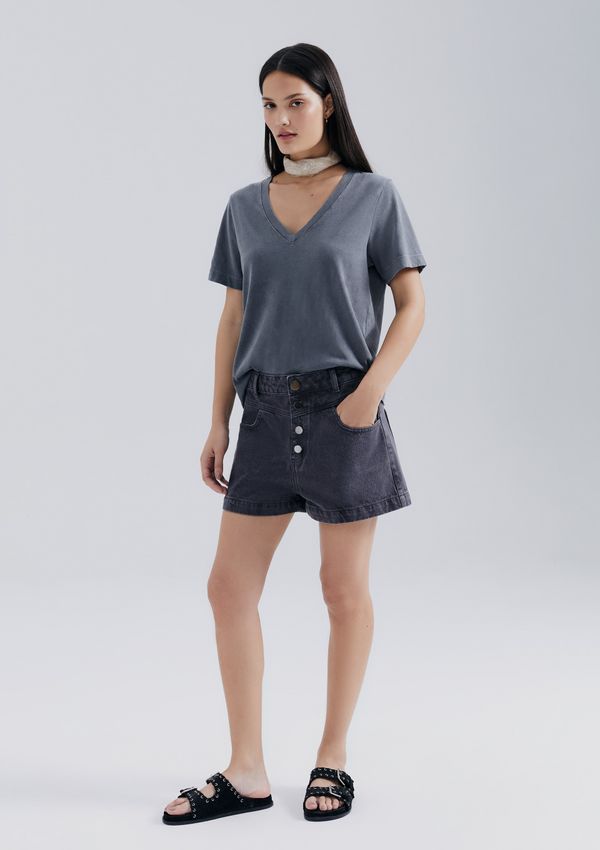 Shorts De Sarja Feminino Estonado - Preto 040