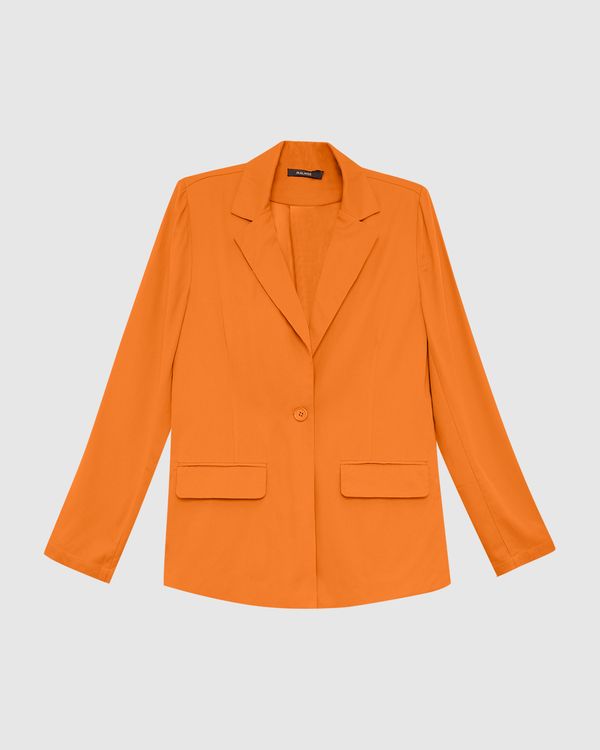 Blazer Feminino Com Lapela Em Viscose Sarjada Laranja - GG