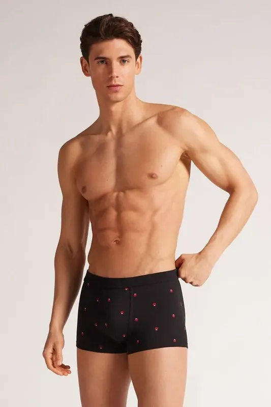 Cueca Boxer Com Estampa De Joaninhas Em Algodão Supima - Preto M