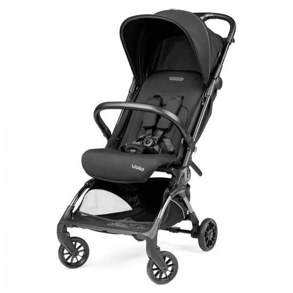 Carrinho de Bebê Peg Perego Volo Preto, Ultra Leve 5,44 kg, Dobrável Compacto, Assento Reclinável, Capota UPF 50+, Cinto 5 Pontos
