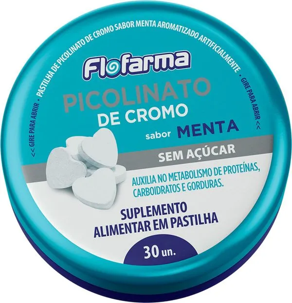 SUPLEMENTO PASTILHA PICOLINATO DE CROMO MENTA 36G