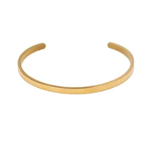 Bracelete Cuff Slim de Aço Dourada - Personalizável Dourado Único
