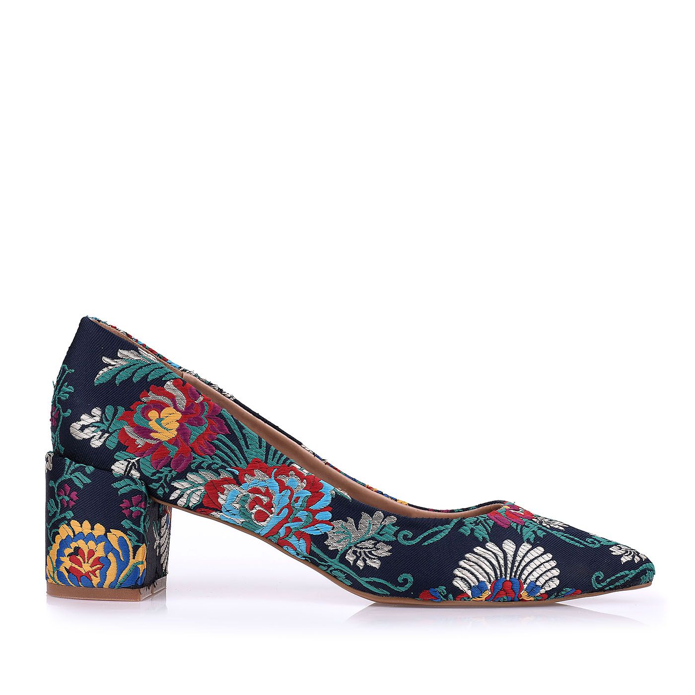 Scarpin Salto Médio Jacquard Marinho