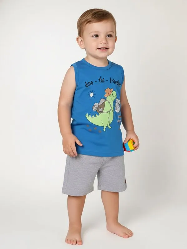 Conjunto Curto Infantil Para Menino - AZUL 3