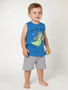 Conjunto Curto Infantil Para Menino - AZUL 3