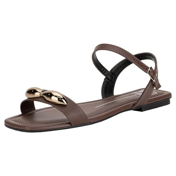 Sandália Feminina Flat Moleca 5462143 CHOCOLATE 34