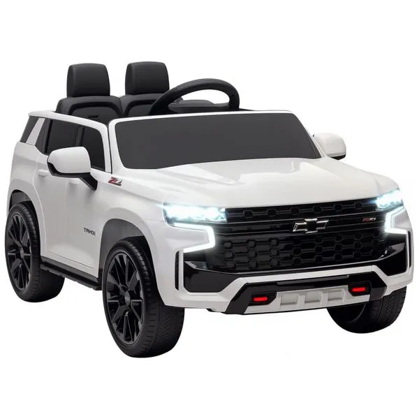 Carro Elétrico Infantil Aosom Licensed Chevrolet Tahoe, Bateria 12V 7AH, Controle Remoto para Pais, Luzes LED, Música, Suspensão, 3 Velocidades
