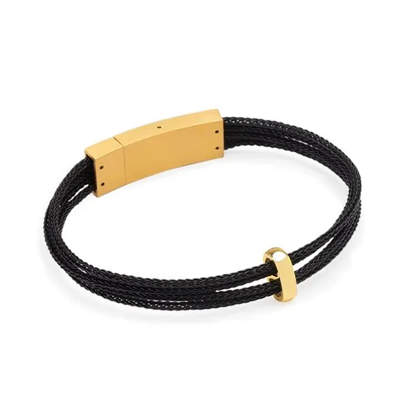 Pulseira Palmer de Cabo de Aço Preta Preta GG