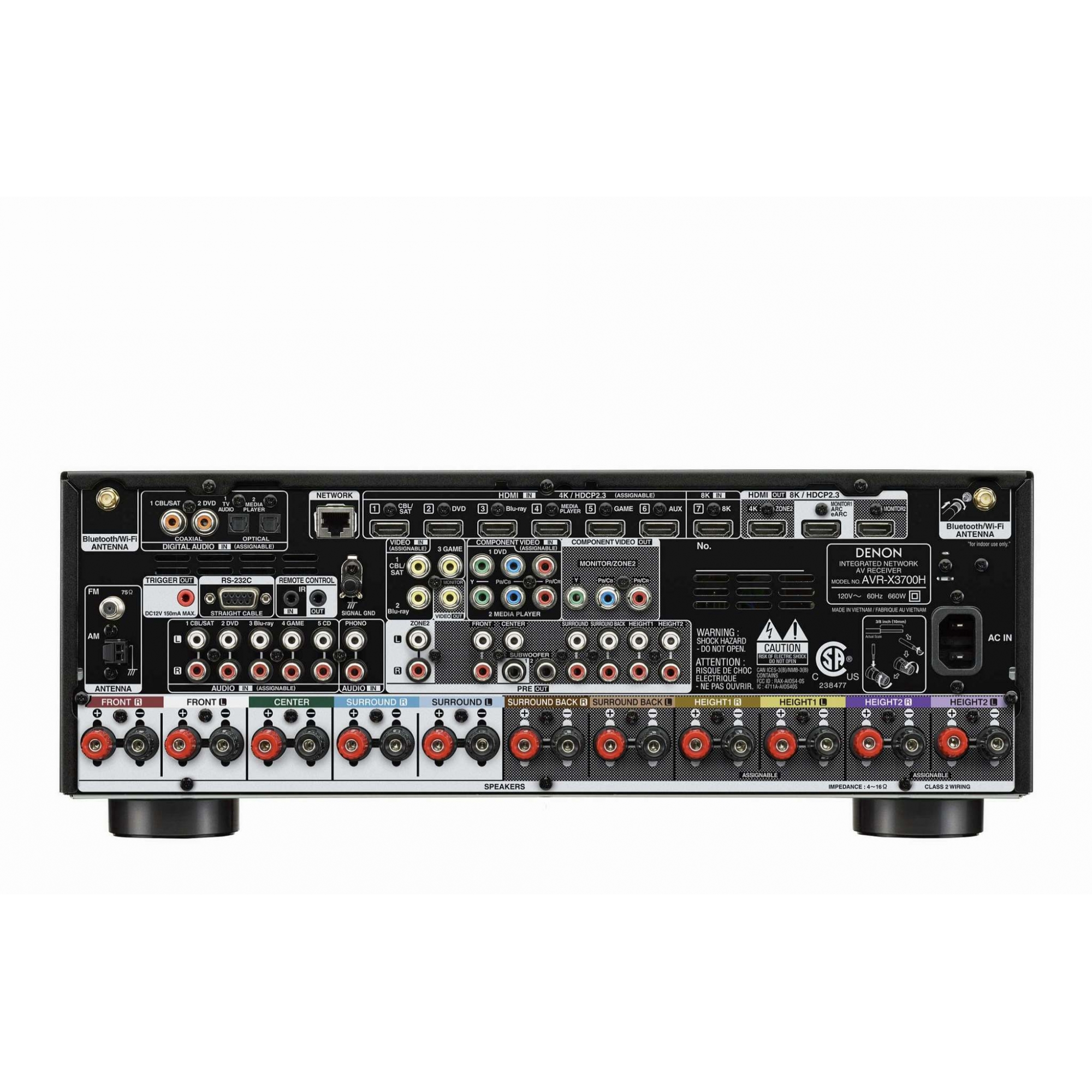 Receiver D e n o n - Avr-x3700h 9.2 CH 8k Dolby Atmos - 120v