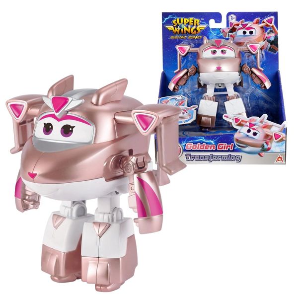 Boneco Transformável Golden Girl Super Wings Avião Robô 2 Em 1 Sunny