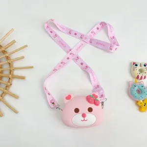 Bolsa de Moeda Infantil Coelho Pop It para Aliviar Estresse em Silicone Macio Rosa OEM Bolsa de Moeda Infantil Coelho Pop It em Silicone Macio Rosa OEM