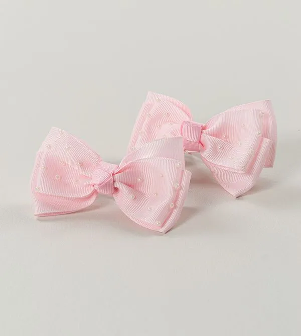 Bico de Pato Laço Mini Pérolas Rosa com 2 unidades Rosa