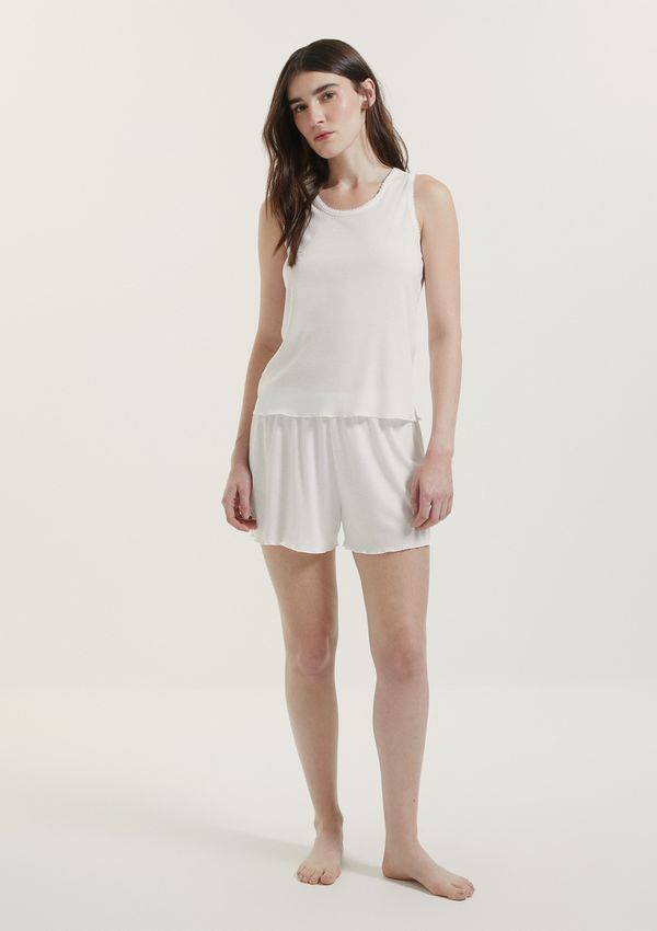Pijama Curto Feminino Em Ribana - Off white XP