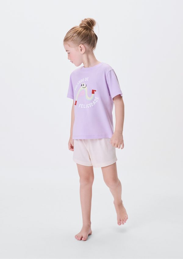 Pijama Infantil Menina Curto Com Estampa - Lilás 006