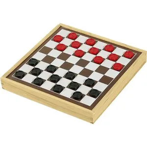 Jogo de Tabuleiro Dama e Trilha 2 em 1 com Suporte em Pinus e Duratree Souza Office Jogo de Tabuleiro Dama e Trilha 2 em 1 em Pinus Souza Office