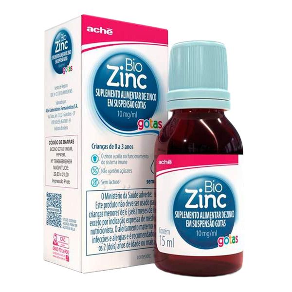 Suplemento Alimentar Infantil BioZinc Zinco 10mg/ml 15ml Gotas