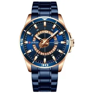 Relógio de Pulso Masculino Quartzo Calendário Cronometragem Analógico Pulseira de Aço Inox Azul Curren Relógio Masculino Quartzo Calendário Cronometragem Aço Inox Azul Curren