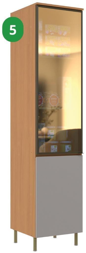 Paneleiro 2 Portas Com Vidro 100% MDF Aurea Móveis Sul Angelin/Cinza 50cm 5557ACZ