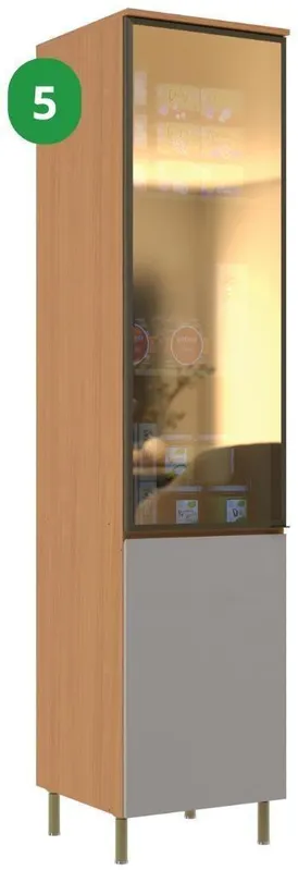 Paneleiro 2 Portas Com Vidro 100% MDF Aurea Móveis Sul Angelin/Cinza 50cm 5557ACZ