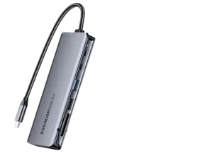 Adaptador USB-C para SSD NVMe M.2/TF Card/SD Card/2USB-C/USB-A 3.0/USB-A 2.0 EHB7-XJ0G-Z Cinza - Essager Adaptador Essager USB-C para SSD NVMe M.2/TF Card/SD Card/2USB-C/USB-A 3.0/USB-A 2.0 EHB7-XJ0G-Z Cinza
