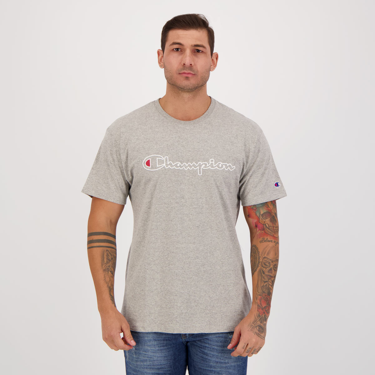 Camiseta Champion Contour Cinza Mescla