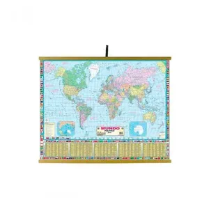 Mapa Educativo Sonho de Criança Mundo Político Plastificado com Moldura em Madeira 90x120cm 01 Unidade Mapa Educativo Sonho de Criança Mundo Político Plastificado 90x120cm com Moldura em Madeira
