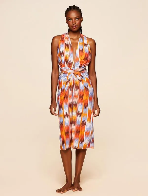 Vestido Midi Estampado Solanas LARANJA P