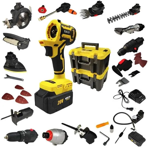Kit Furadeira Multifuncional 14 em 1 EVFM-14 Motor Brushless 20V Quick Connect Evald Kit Furadeira Multifuncional 14 em 1 EVFM-14 Brushless 20V Evald