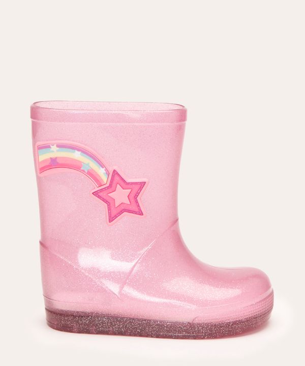 galocha infantil com glitter estrela cadente rosa 23-24