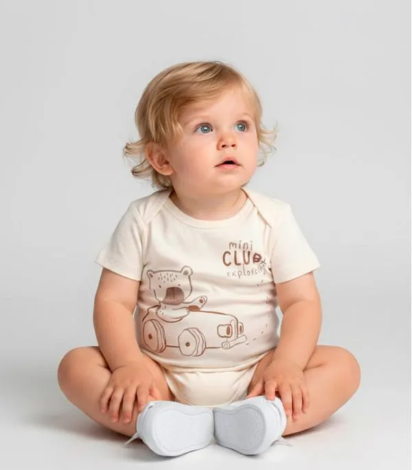 Body Infantil Menino Trick Nick Bege P