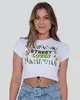 Blusa Cropped Feminna Estampa Animal Print Branca M