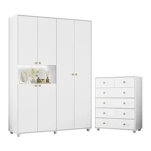 Jogo De Quarto Vittoria Com Guarda Roupa E Cômoda Branco - Móveis Albatroz Branco