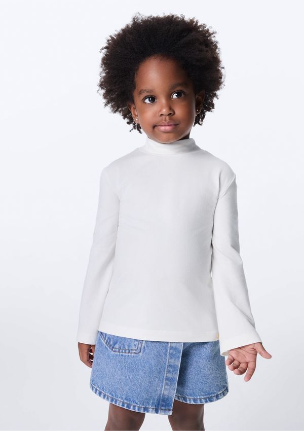 Blusa Infantil Menina Toddler Gola Alta - Off white 002