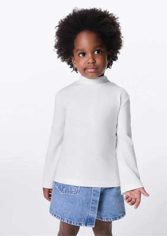 Blusa Infantil Menina Toddler Gola Alta - Off white 004