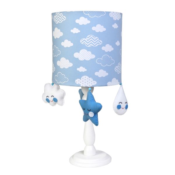 Abajur Madeira Chuva De Amor Azul