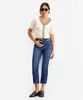 calça boot cut cropped feminina jeans azul 42