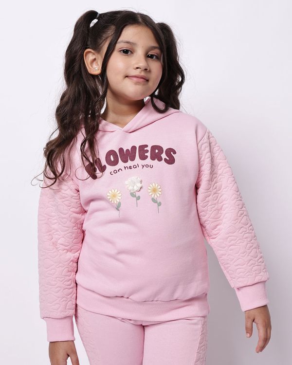Blusão Moletom Infantil com Capuz Bordado Rosa 6