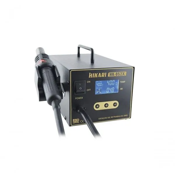 Estação de Retrabalho SMD HK-852X Digital com Display Duplo, Auto Hibernação e Resfriamento Automático Cinza Hikari Estação de Retrabalho SMD HK-852X Digital com Display Duplo e Auto Hibernação Cinza Hikari