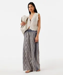 calça pantalona feminina cós elástico floral colorida M