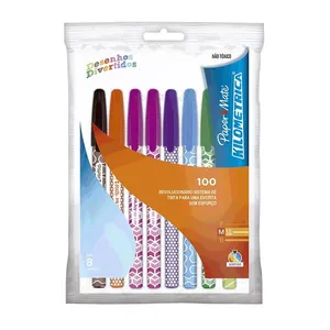 Caneta Esferográfica Papermate KM100 Colors 1.0mm com 8 Unidades