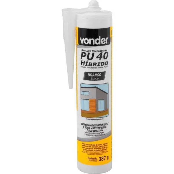 Selante de poliuretano híbrido PU40 branco 387g (embalagem com 12 unidades) VONDER