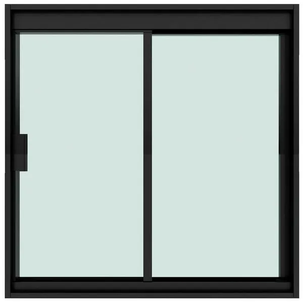 Janela De Correr Blinglass Para Banheiro Em Alumínio Preto Vidro Verde 60x40cm 2 Folhas (MP)
