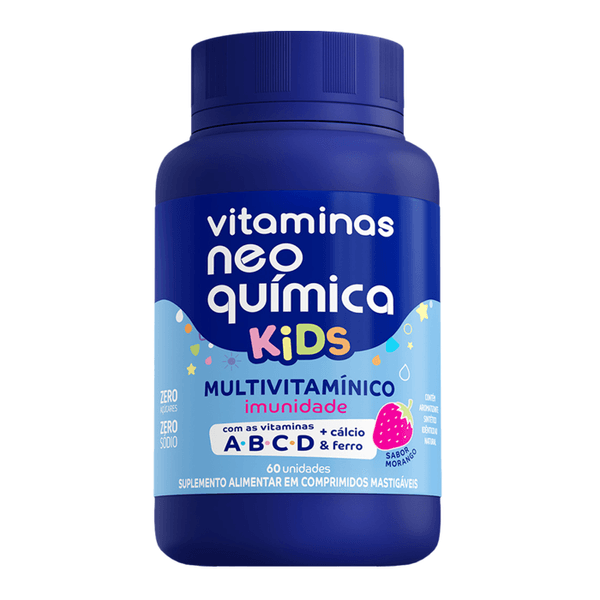 Suplemento Alimentar Neo Química Kids Morango 60 Comprimidos Mastigáveis