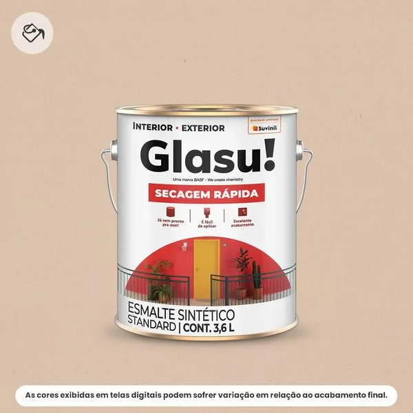 Tinta Esmalte Sintético Standard Brilhante Glasu Suvinil 3,6L Secagem Rápida Areia (MP)