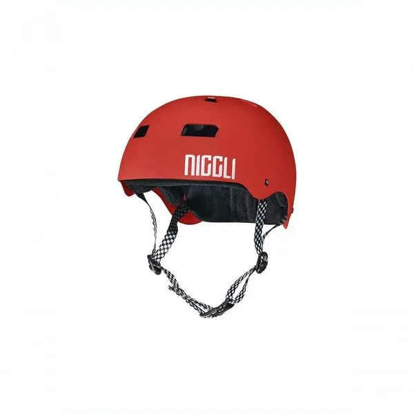 Capacete Niggli Pro Profissional para Patins Skate BMX Scooter com 11 Ventilações Vermelho Fosco Capacete Niggli Pro Profissional Patins Skate BMX Vermelho Fosco